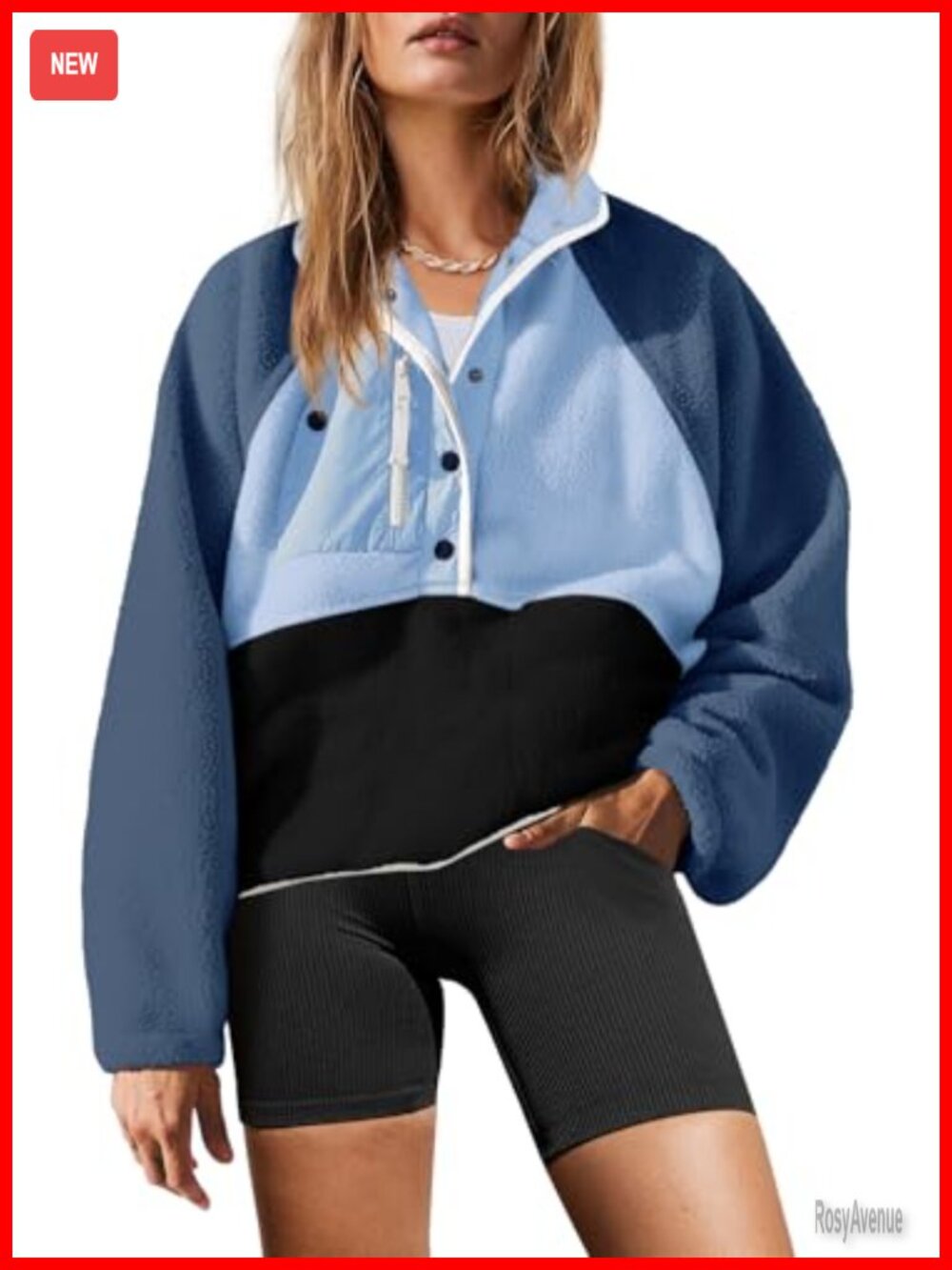 Sherpa Fleece Pullover Jacket Button Down Sweatshirt with Pockets